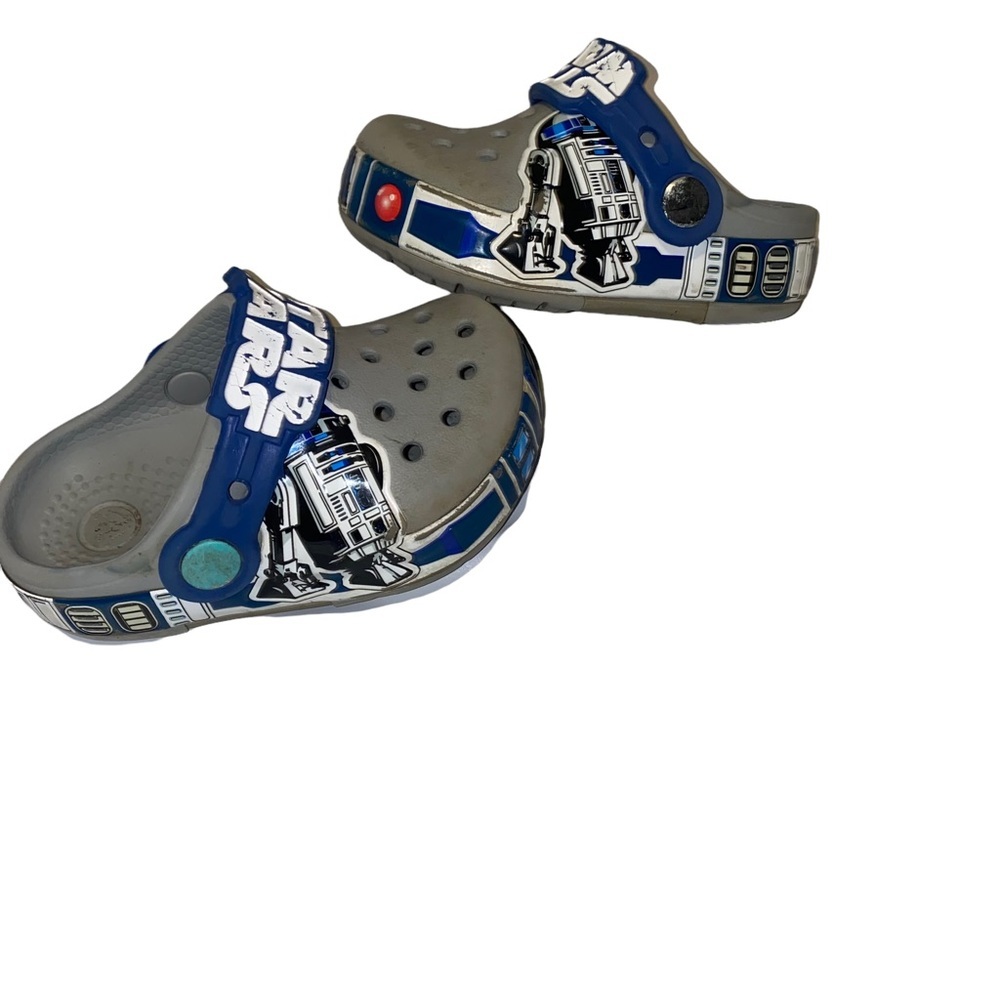 Crocs Star Wars Clogs Toddler Little Kid Size C6 Gray R2D2 Slip On Light Up Shoe